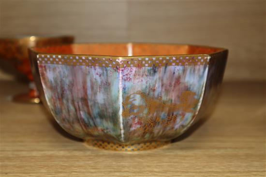 A Wedgwood iridescent lustre octagonal bowl and footed vase